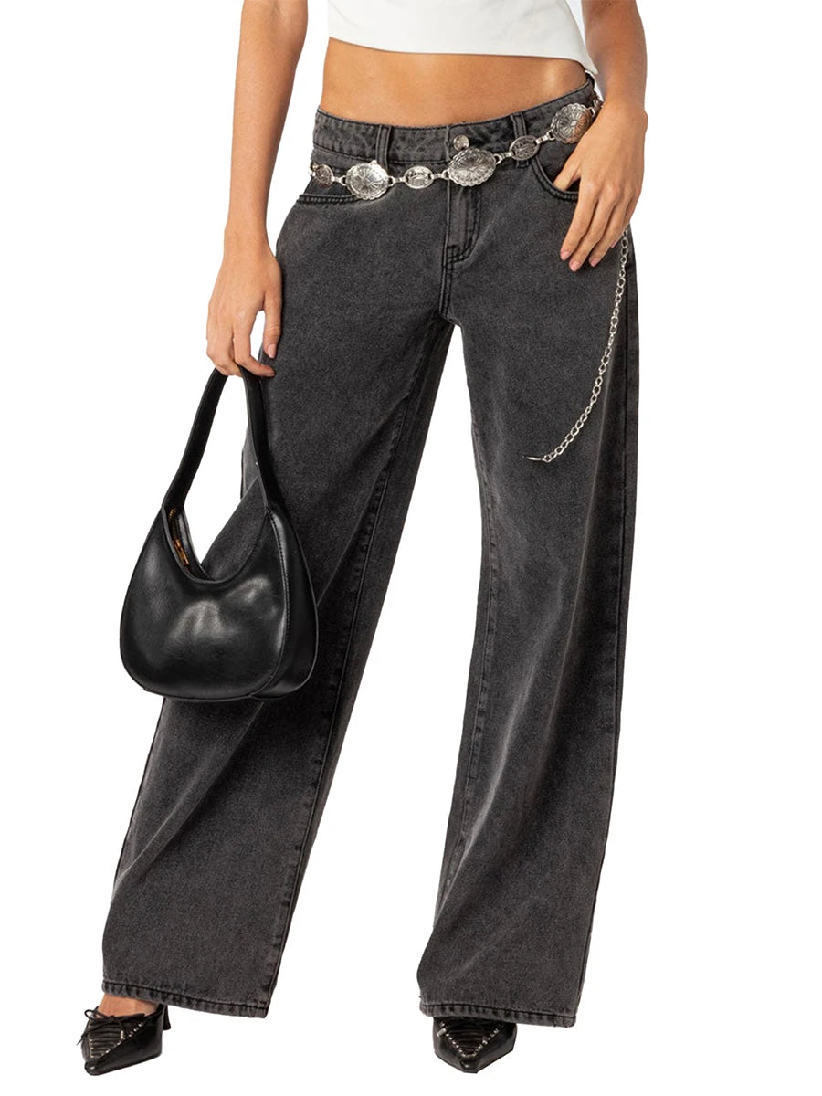 Women’s Wide-Leg Denim Pants – Relaxed Mid-Rise Office-to-Weekend Jeans