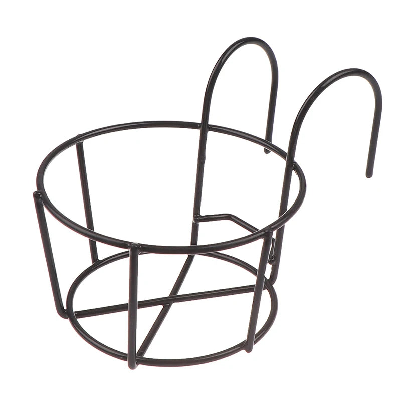 Garden Hanging Plant Iron Racks Balcony Round Flower Pot Rack Railing Fence
