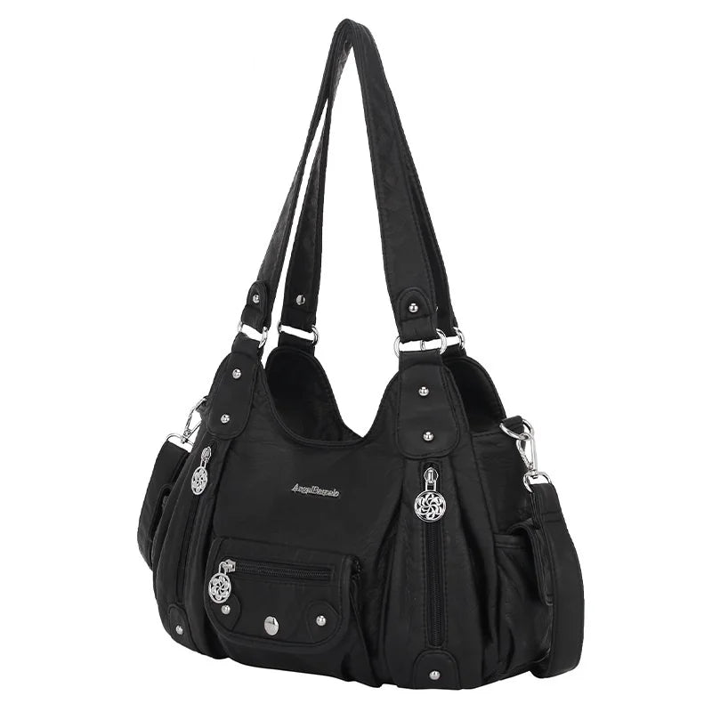 Women Handbags Satchel Top-handle Handbag Small PU Shoulder Bag 12.5”x4.4” Dumpling Pack Multi-pockets Shoulder Bags