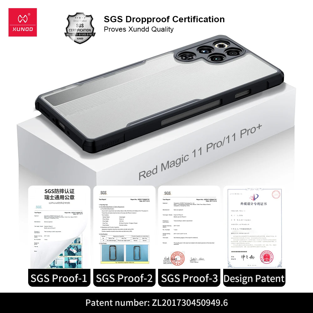 Xundd For Nubia Red Magic 11 Pro RedMagic 11 Pro Plus Case,Airbag Shockproof Shell,Camera Protection,Back Stripe Clear Cover