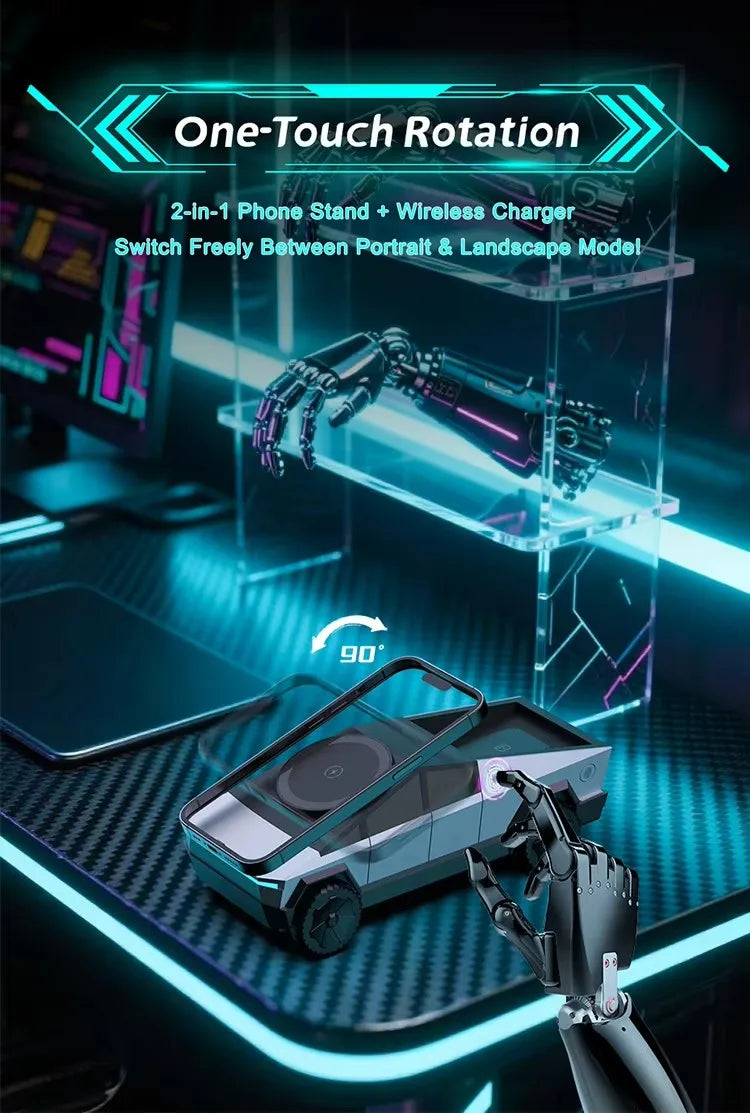 CyberDock Qi2 3-in-1 Wireless Charging Station — Desktop Stand for iPhone, AirPods & Watch