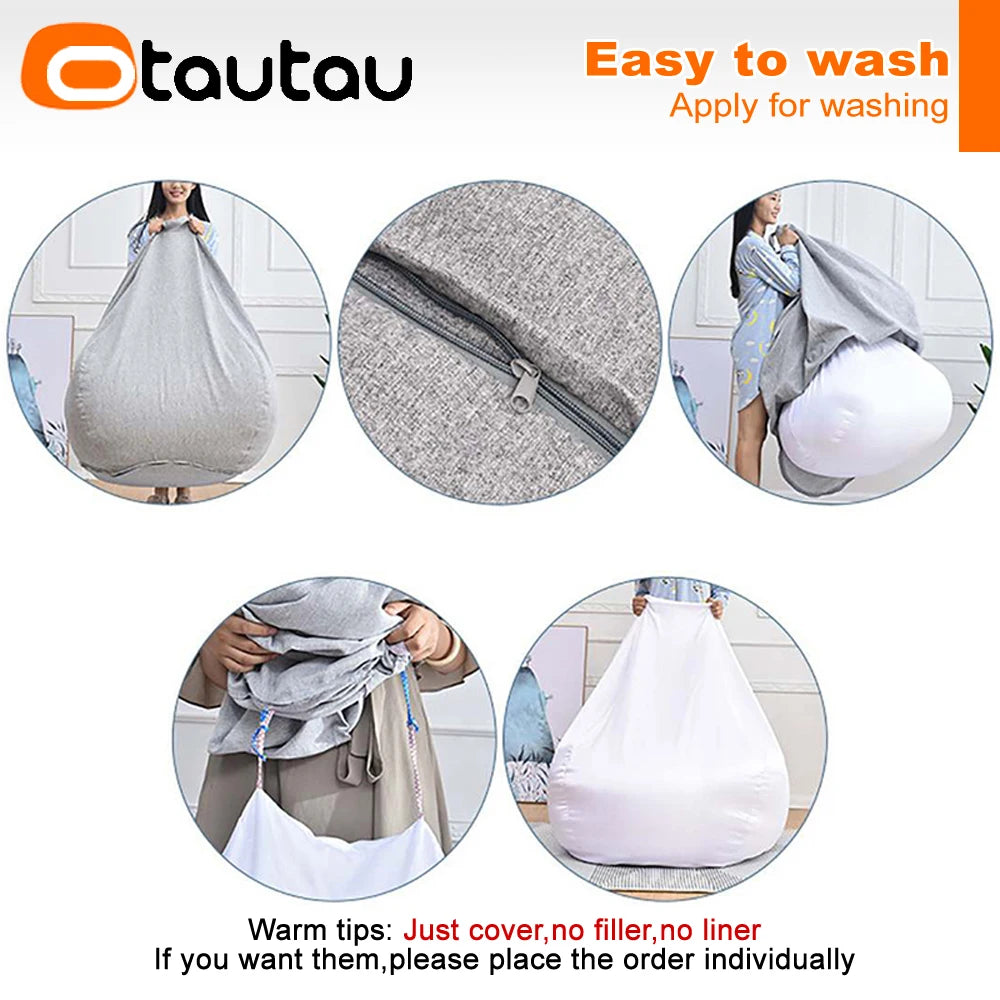 OTAUTAU Large Bean Bag Chair Sofa Cover Without Filler Lazy Corner Seat Beanbag Couch Has Replacement Sofa Inner Liner for Sale