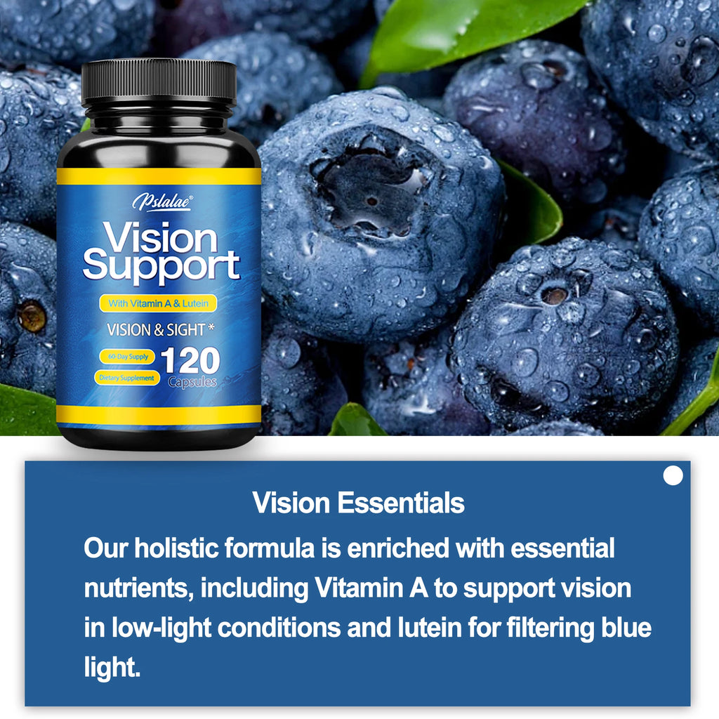 Vision Support Capsules - Contains Vitamin A and Lutein To Promote Eye and Vision Health and Relieve Eye Fatigue - 120 Capsules