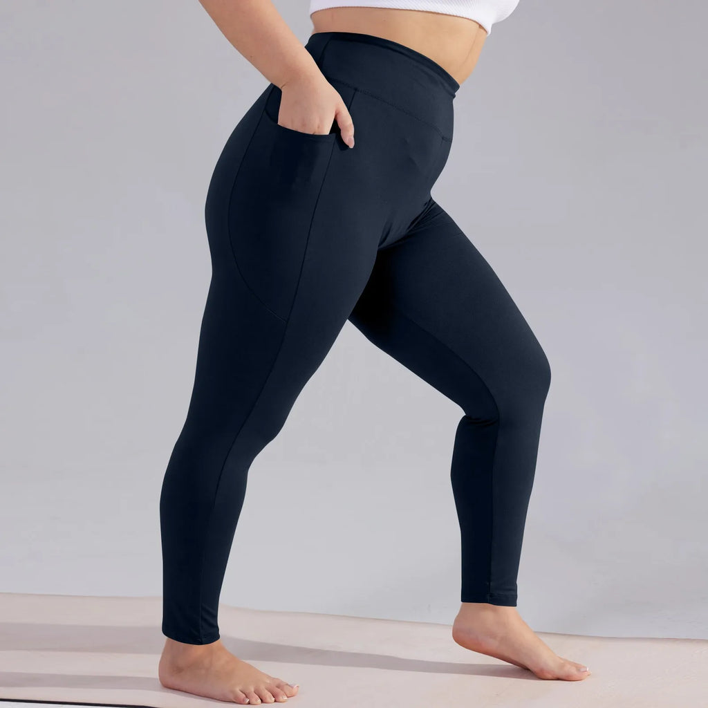 Plus Size Women’s High-Waisted Yoga Pants with Pockets – Hip Lift Athletic Leggings