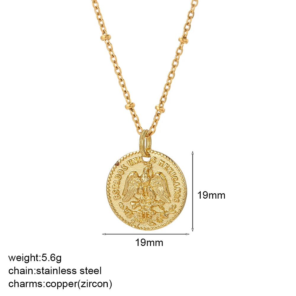 Vintage Gold Coin Pendant Necklace | Adjustable Portrait Chain for Women