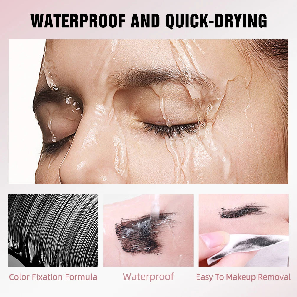 QiBest 4D Silk Fiber Waterproof Mascara – Lengthening & Curling Black