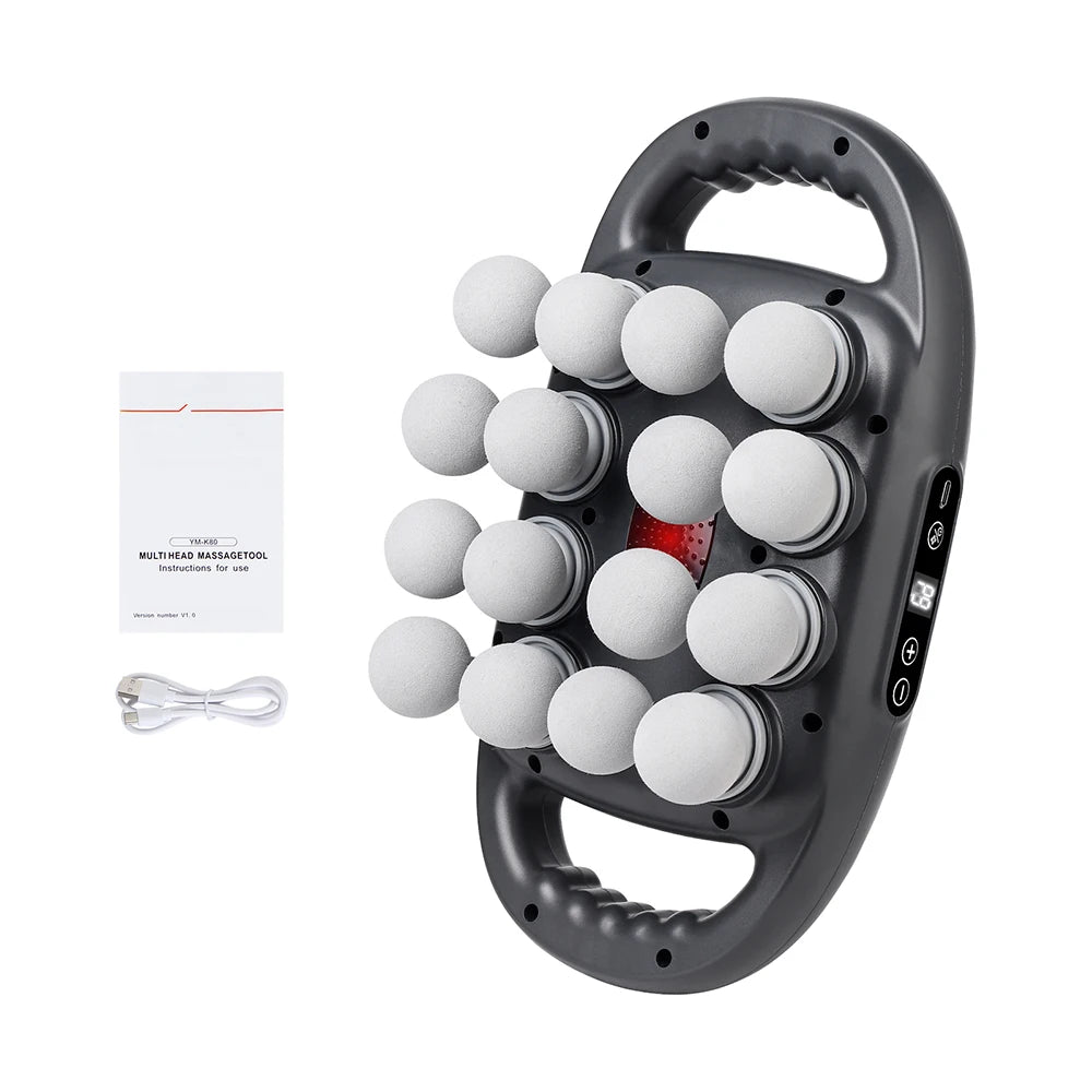 USB Rechargeable 16-head Fascia Gun 9 Levels Of Strength 9 Modes 8 Replaceable Heads To Meet The Needs Of Different Massage