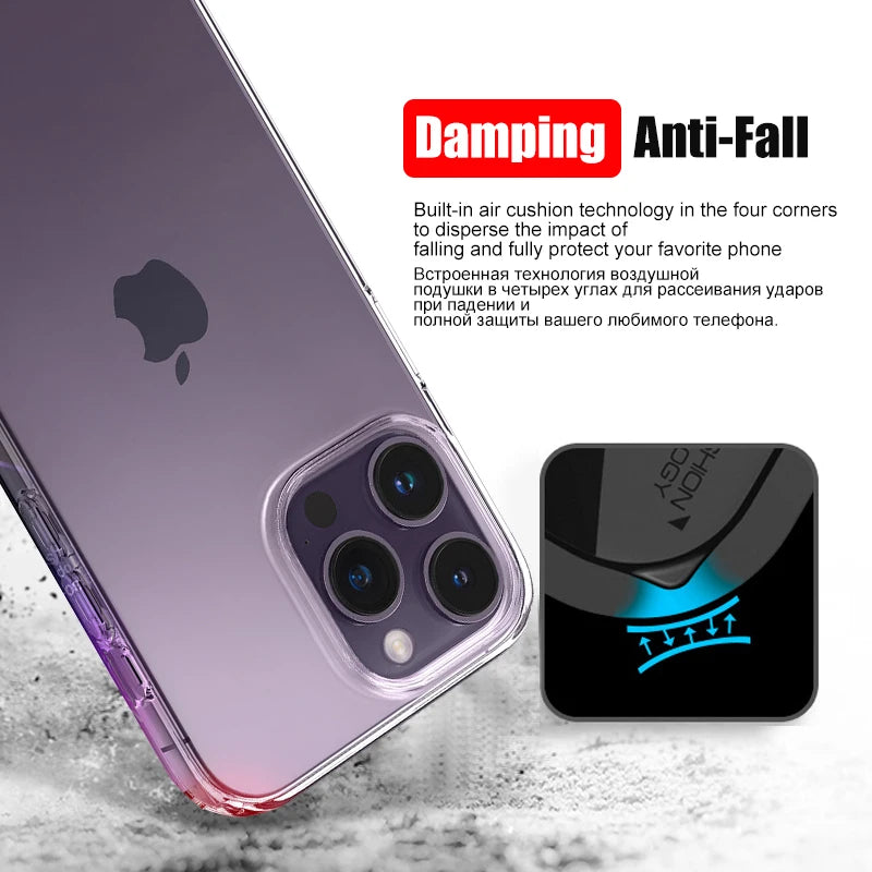 Luxury Clear Silicone Phone Case For iPhone 16 15 14 13 12 11 Pro Max XR X XS 7 8 Plus Shockproof Transparent Bumper Back Cover