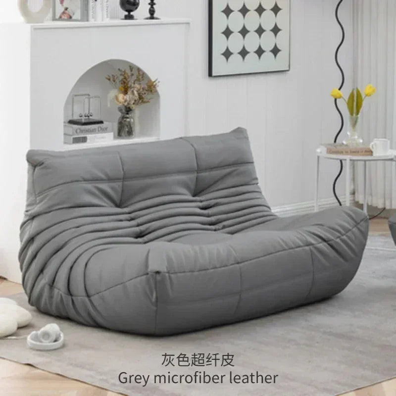 Single Casual Sofa Chair with Cat Scratch Leather Nordic Togo Lazy Caterpillar Sofa Bedroom Living Room Balcony Suede Sofa