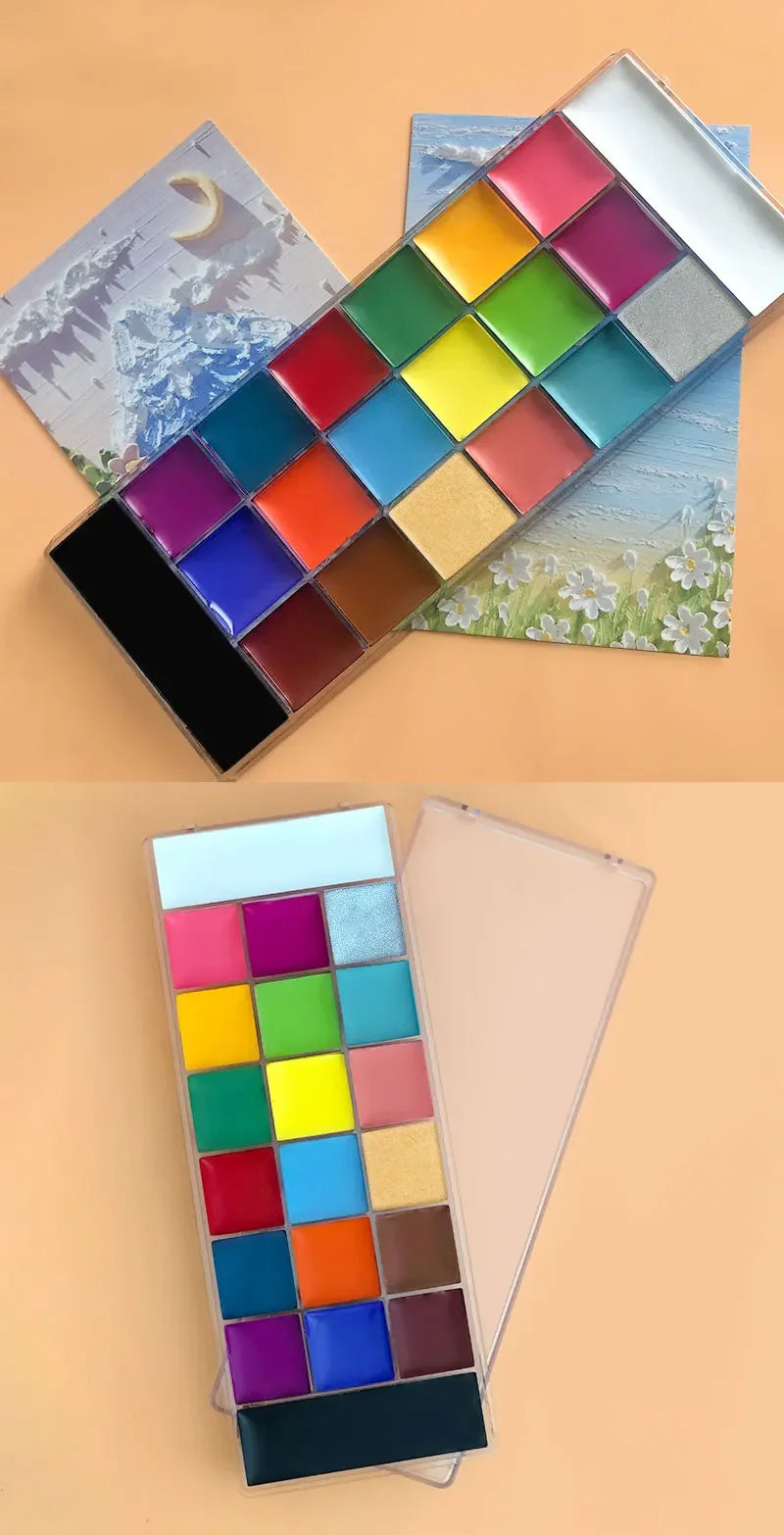 20 Color Sfx Children's Adult Painting Set Halloween Party Makeup Fancy Dress Beauty Palette Face Body Painting Oil and Brush