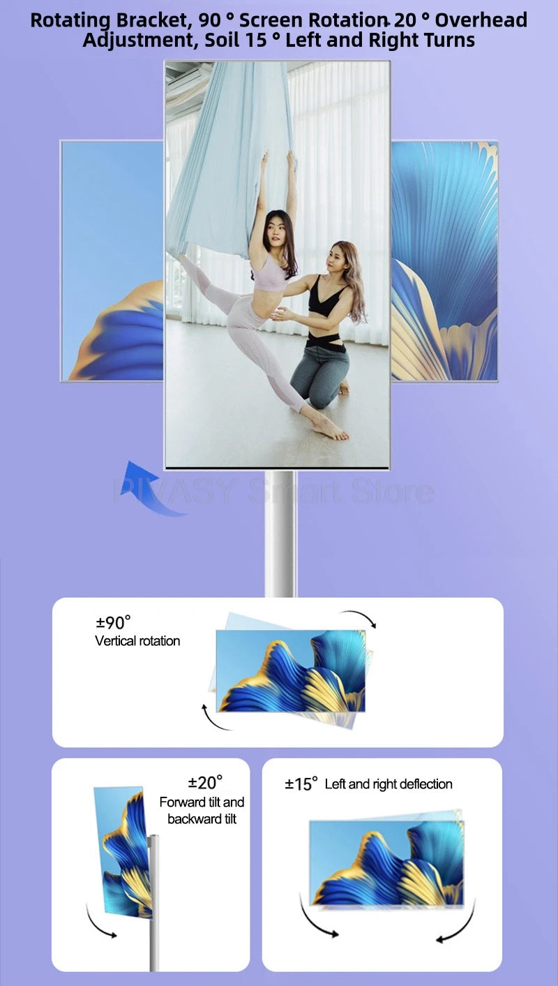 21.5 Inch Tablet Smart TV on Wheeled Stand Android 11 6000mAh Battery Inbuilt 8-core Rotatable Screen Movable for Outdoor Live