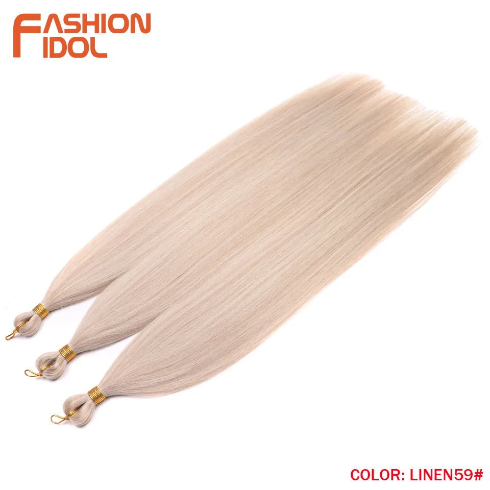 Ariel Straight Hair Bundles Crochet Braids Hair Synthetic 28 Inch 3PCS Braiding Hair Ombre Blonde Yaki Crochet Hair Extensions