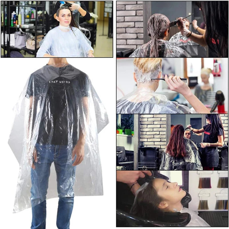 100 Disposable Hair Coloring Barber Cloth Long Barber Wai Cloth Perm Hair Salon Haircut Wai Hairdressing Cape Shawl Pe Apron
