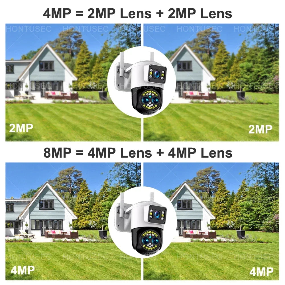 Yoosee 4K 8MP Three Lens Dual Screens 10X Optical Zoom IP66 Outdoor Waterproof Auto Tracking Two Way Audio Surveillance Cameras
