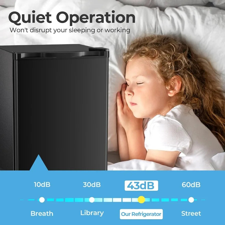 2.56 Cu.Ft. Mini Fridge with Freezer for College Dorm Office Bedroom Apartment Compact Refrigerator with Adjustable Thermostat