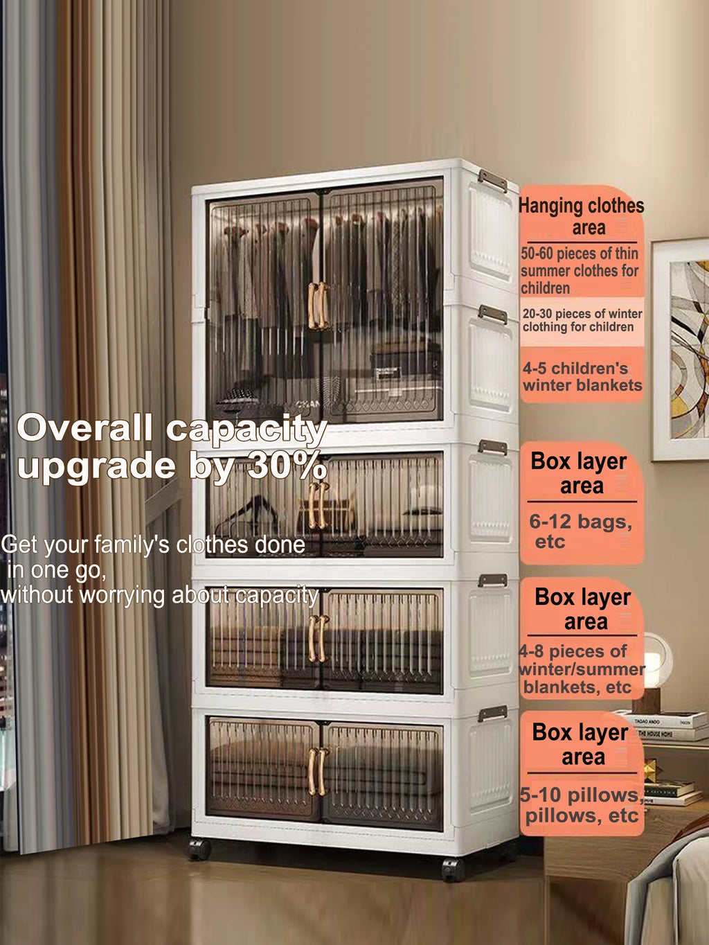 Multifunction Folding Storage Cabinet Dustproof Wardrobe Sundries Cabinet Closet Organizer Locker Storage Box