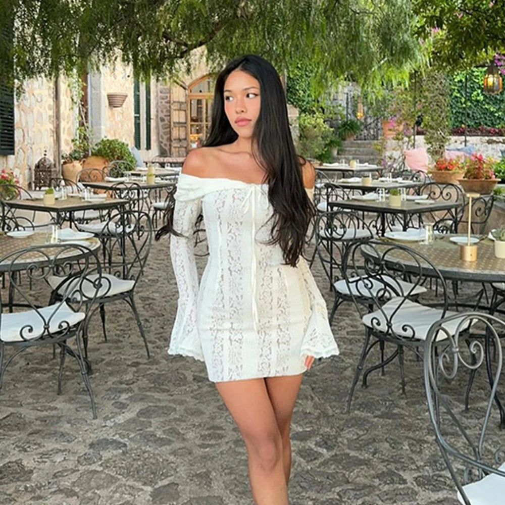 Suninheart White Evening Dresses for Events Red Long Sleeve Lace Elegant Party Dresses 2025 Women Luxury Wedding Prom Dress Gown