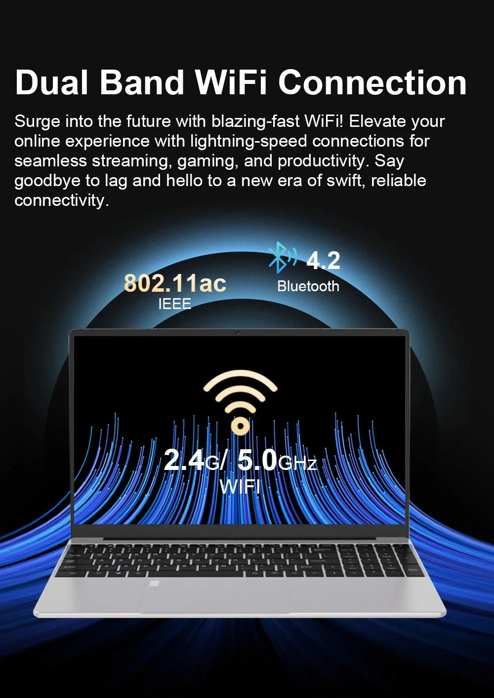 Erilles 15.6″ Laptop — Intel Celeron N4000, 16GB DDR4 RAM, 1TB SSD, Fingerprint Unlock, Full HD 1080P, Windows 11 Pro