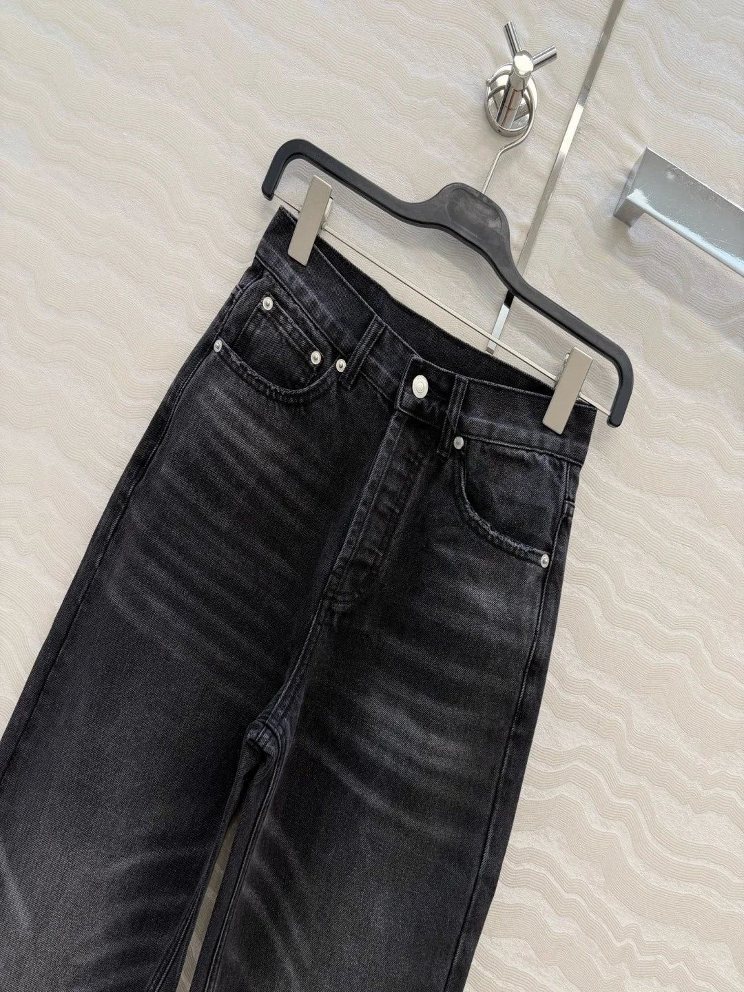 Vintage Washed Straight Leg Jeans High Waisted Tapered Pants Retro Cat Claw Distressed Streetwear For Women