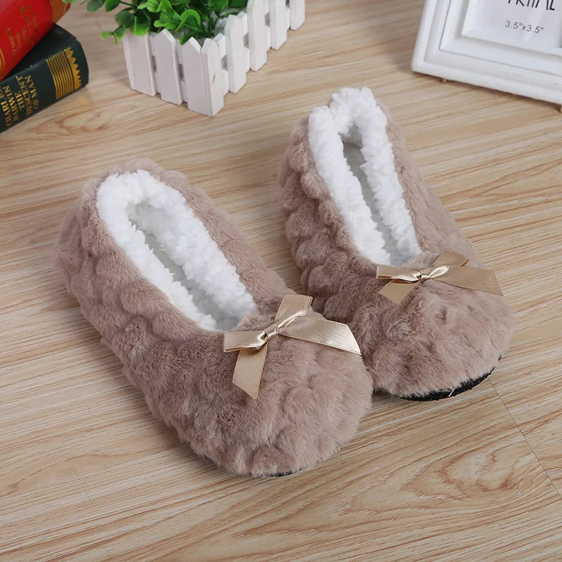Winter Warm Slipper Womens Home Plush Soft Fluffy Cute Funny Indoor House Female Non Slip Ladies Floor Shoes Heart Love Grip
