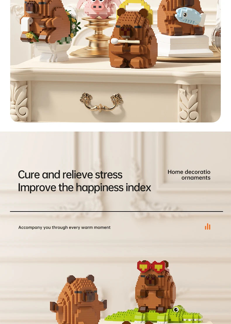 "Capybara Building Blocks Set - Cute Water Guinea Pig DIY Model | Fun STEM Toy for Kids & Adults"