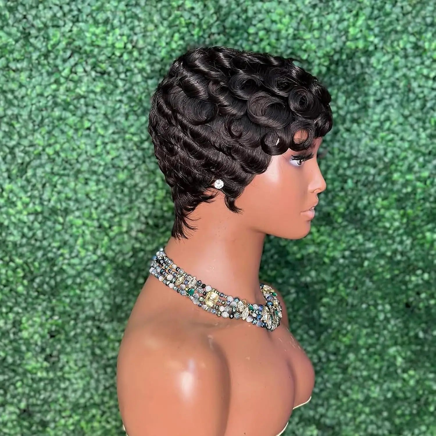 Hair Synthetic Wigs For Black Women Glueless Short Curly wigs With Bangs For Daily Use Natural Black 1B Color
