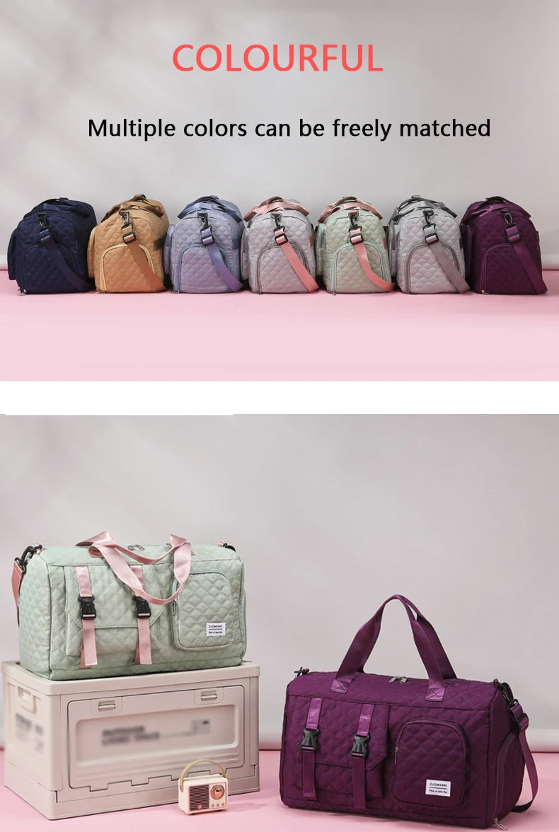 Durable Nylon Travel Duffle Bag, Portable Sports Gym Bag for Overnight Trips Shoulder Duffel Training Bag, Spacious Argyle