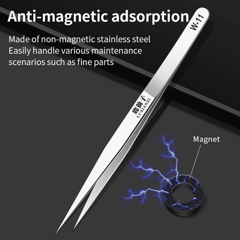 LUXIANZI Non-magnetic Stainless Steel Tweezers For Phone Circuit Repair Hand Tool Precision Flying Wire Industrial Forceps