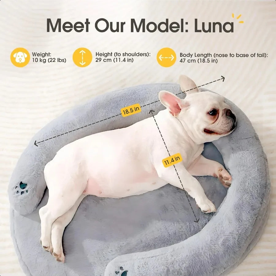 Orthopedic Dog Bed for Small Dogs Waterproof Soft Pet Cat Puppy Couch Bolster Bed with Pillow Removable Washable Cover NonSlip