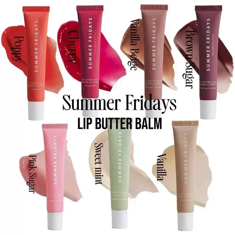 Summer Fridays Lip Balm Gloss — Moisturizing Mirror-Shine Lip Oil (Vanilla • Pink Sugar • Coffee Cake • Clear)