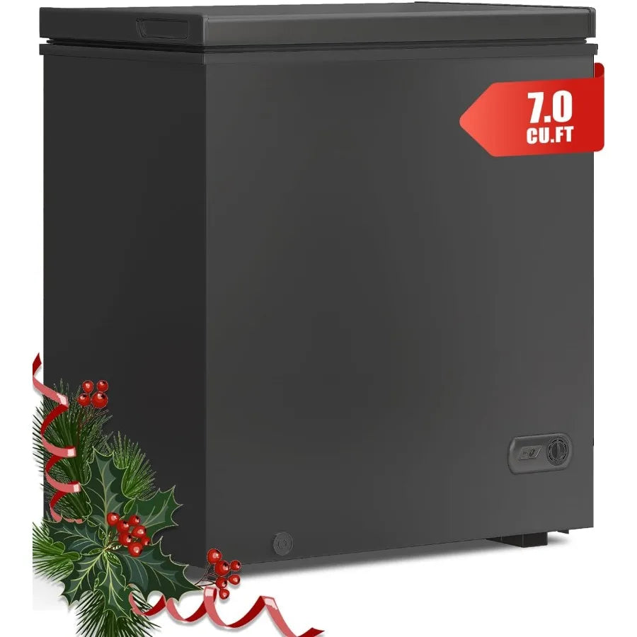 7.0 Cubic Feet Compact Chest Freezer Energy Saving Top Opening Deep Freezer with 7 Level Adjustable Thermostat and Removable St
