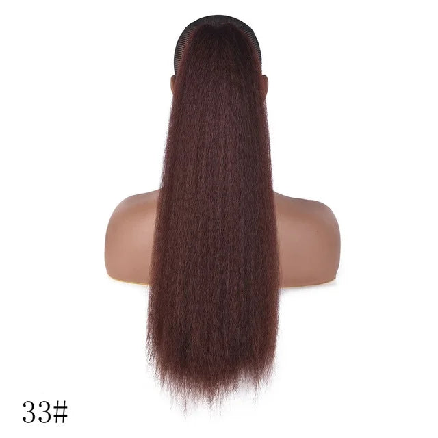 WIGSIN 22Inch Synthetic Long YAKI Straight Puff Ponytail Drawstring Clip in Hair Extension for Women