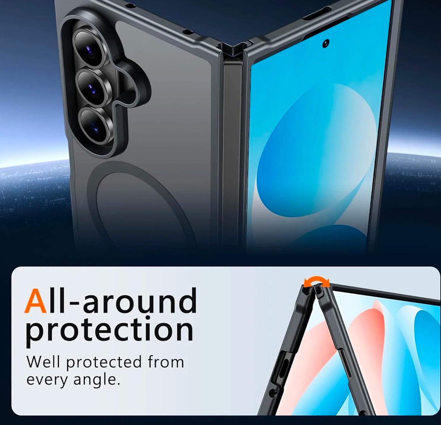 UYUXIO Magnetic Wireless Charging Mobile Phone Case for Samsung Galaxy Z Fold 7 Cases Slim Rugged Translucent Cover with Magnet