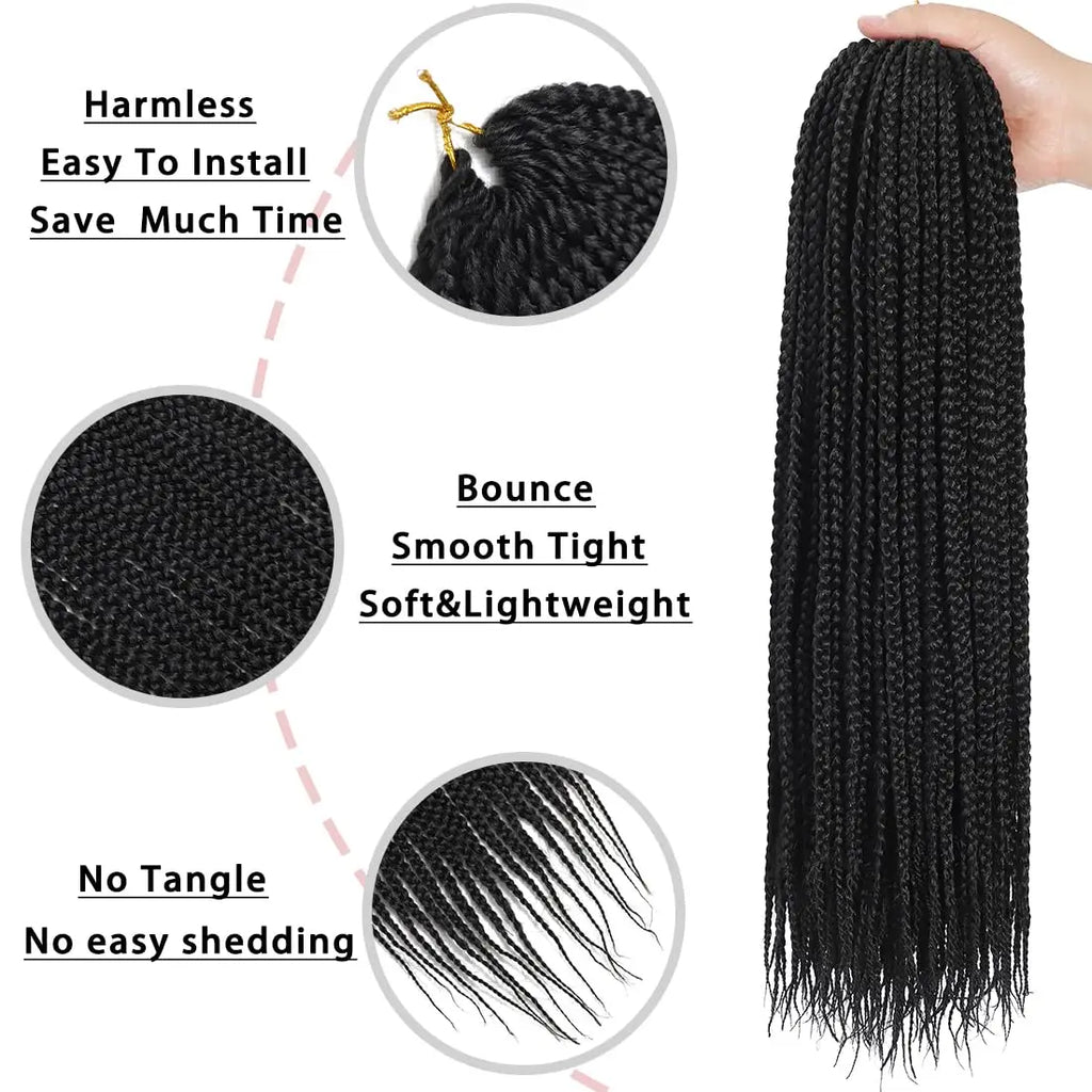 30inch Crochet Box Braids Hair pre looped Goddess Box Braids Crochet Braiding Hair 1/5/7 Packs Crochet Box Braids Synthetic Hair