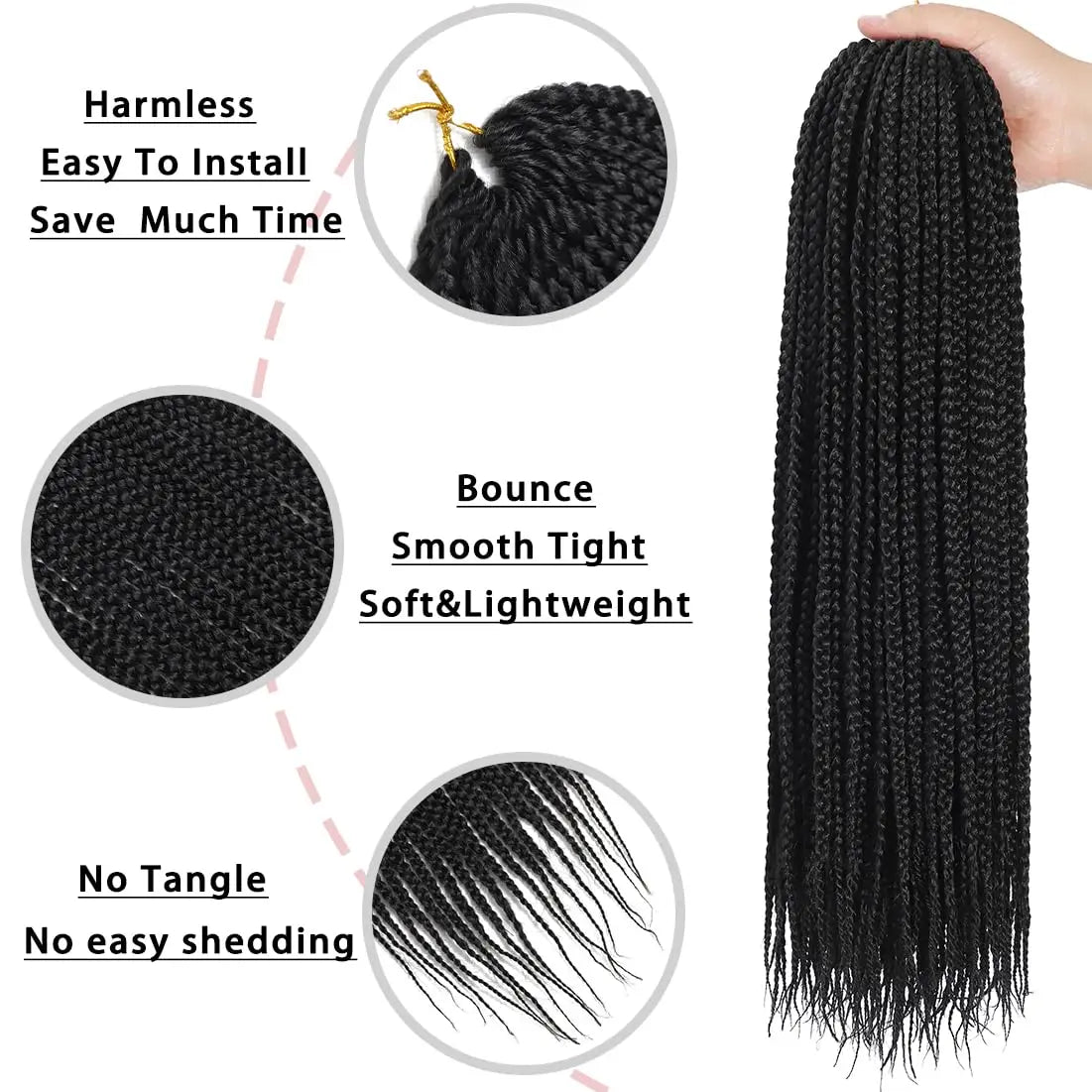 30inch Crochet Box Braids Hair pre looped Goddess Box Braids Crochet Braiding Hair 1/5/7 Packs Crochet Box Braids Synthetic Hair