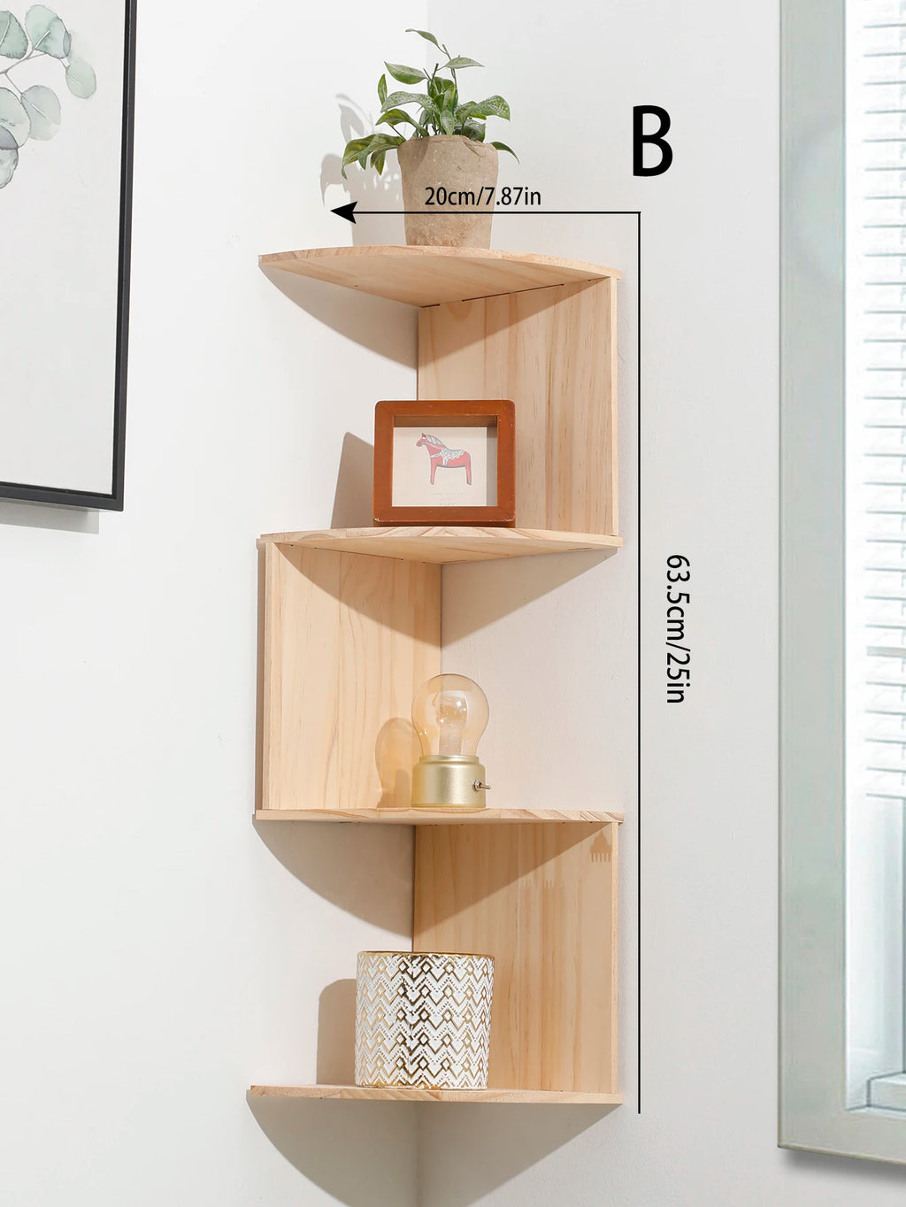 5-Layers Wooden Corner Shelf Display Stand Organizers Storage Floating Bookshelf Plant Holder Home Appliance Kitchen Accessories