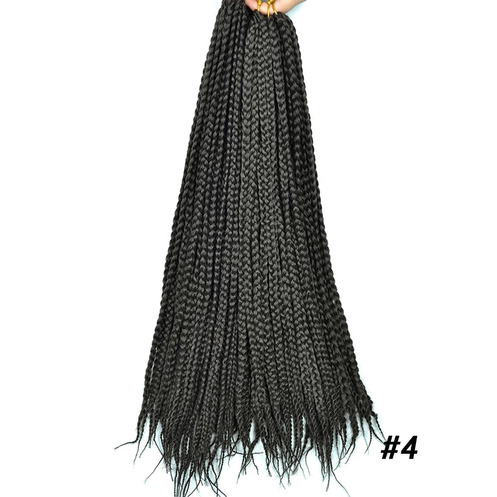 Synthetic Box Braids Hair Colored Crochet Hair Extensions Ombre Blue Gray Hook Braids Hairpiece For Women Cosplay Daily Use 24''