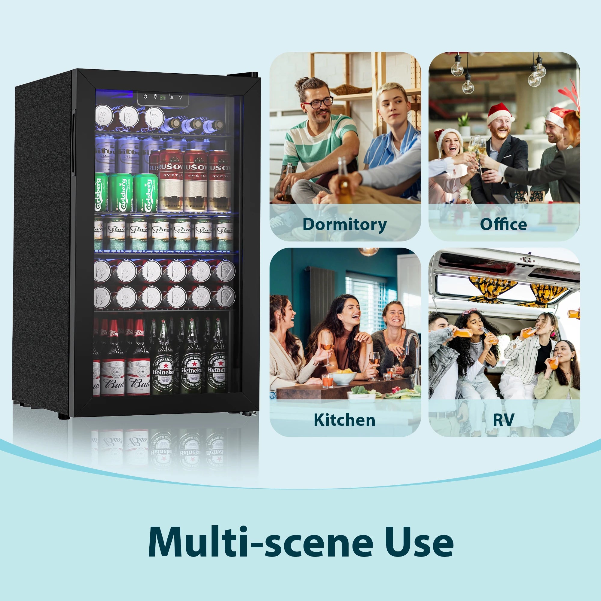 Beverage Refrigerator/Cooler,130Cans Mini Fridge,3.1Cu.Ft Capacity,LED Temperature Control,Flip-Up Door,Suitable for Home/Office