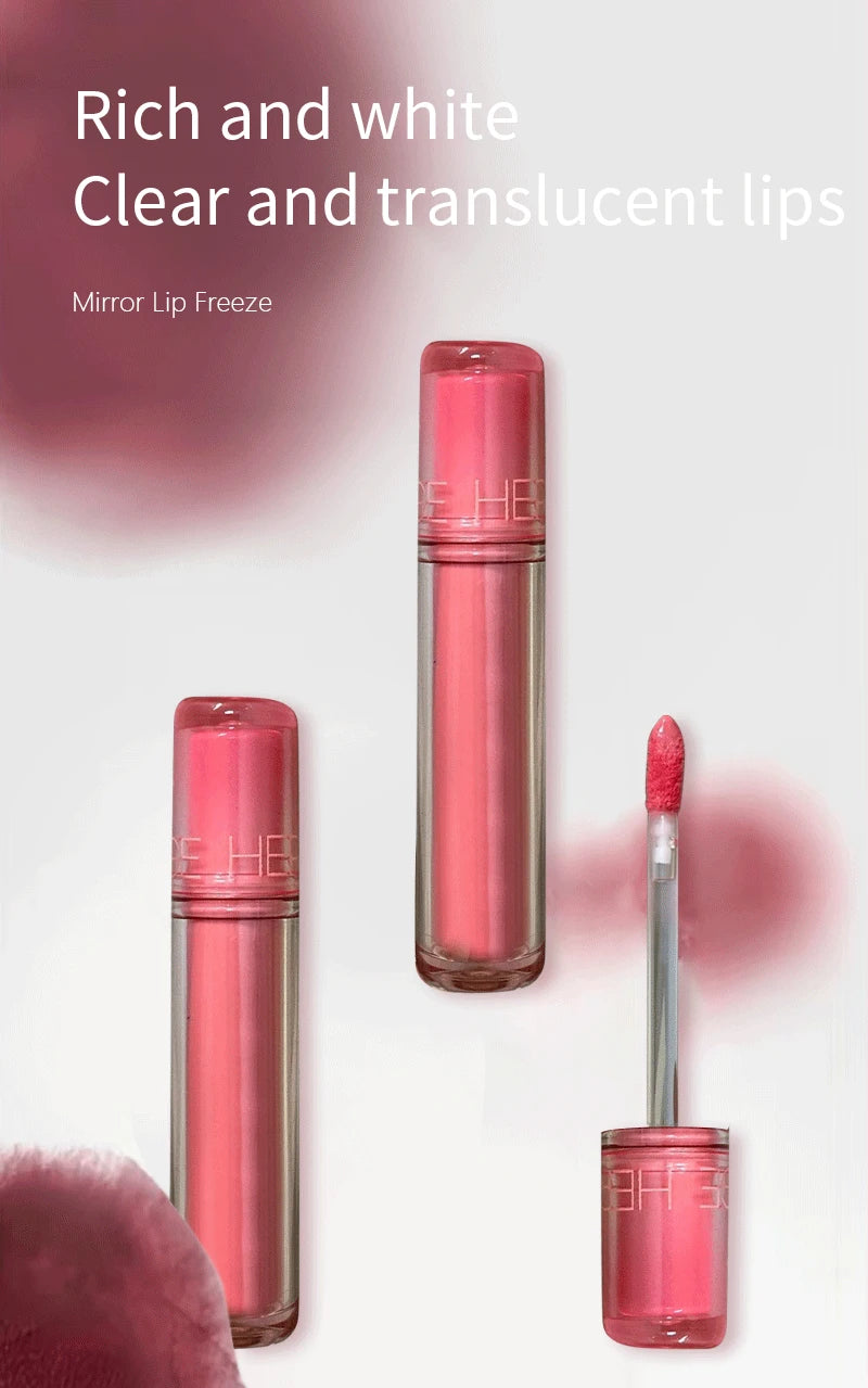 Pink Mirror Crystal Lip Gloss Makeup Water Glass Lip Glaze Plumping Waterproof Jelly Lip Tint Lipstick Moisturizing Beauty Lips