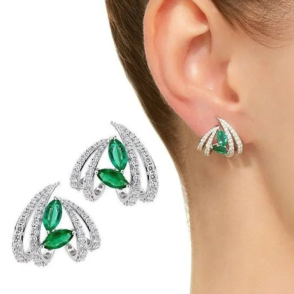 Green Crystal Drop Earrings | Elegant Zirconia Luxury Jewelry for Women