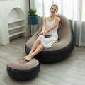 Inflatable Lounge Chair for Adults, Folding Portable Lazy Sofa with Foot Stool ,Air Couch Sofa for  Livingroom and Bedroom