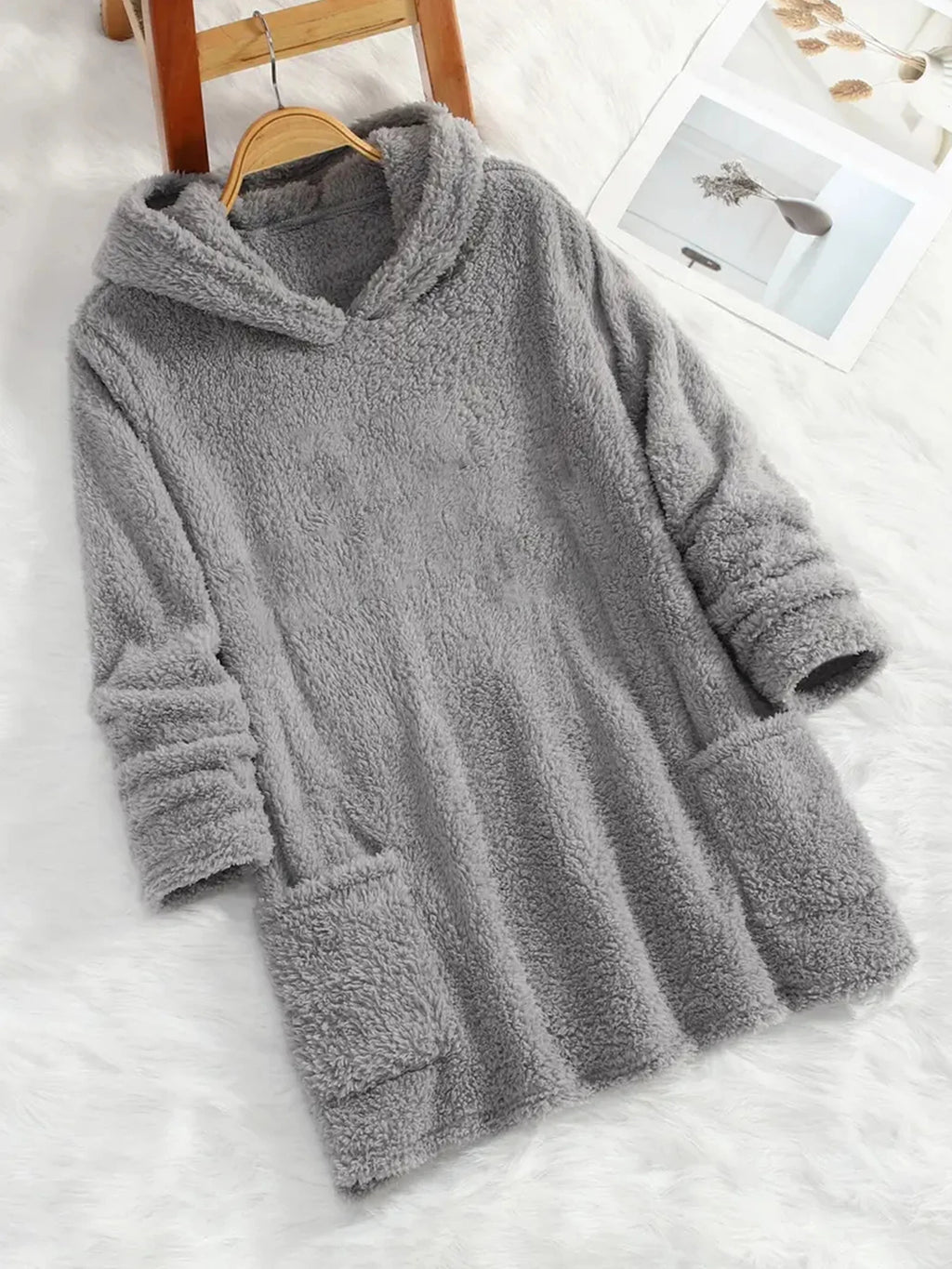 Plus-size European and American cross-border  autumn and winter new casual print pocket plush sweatshirt