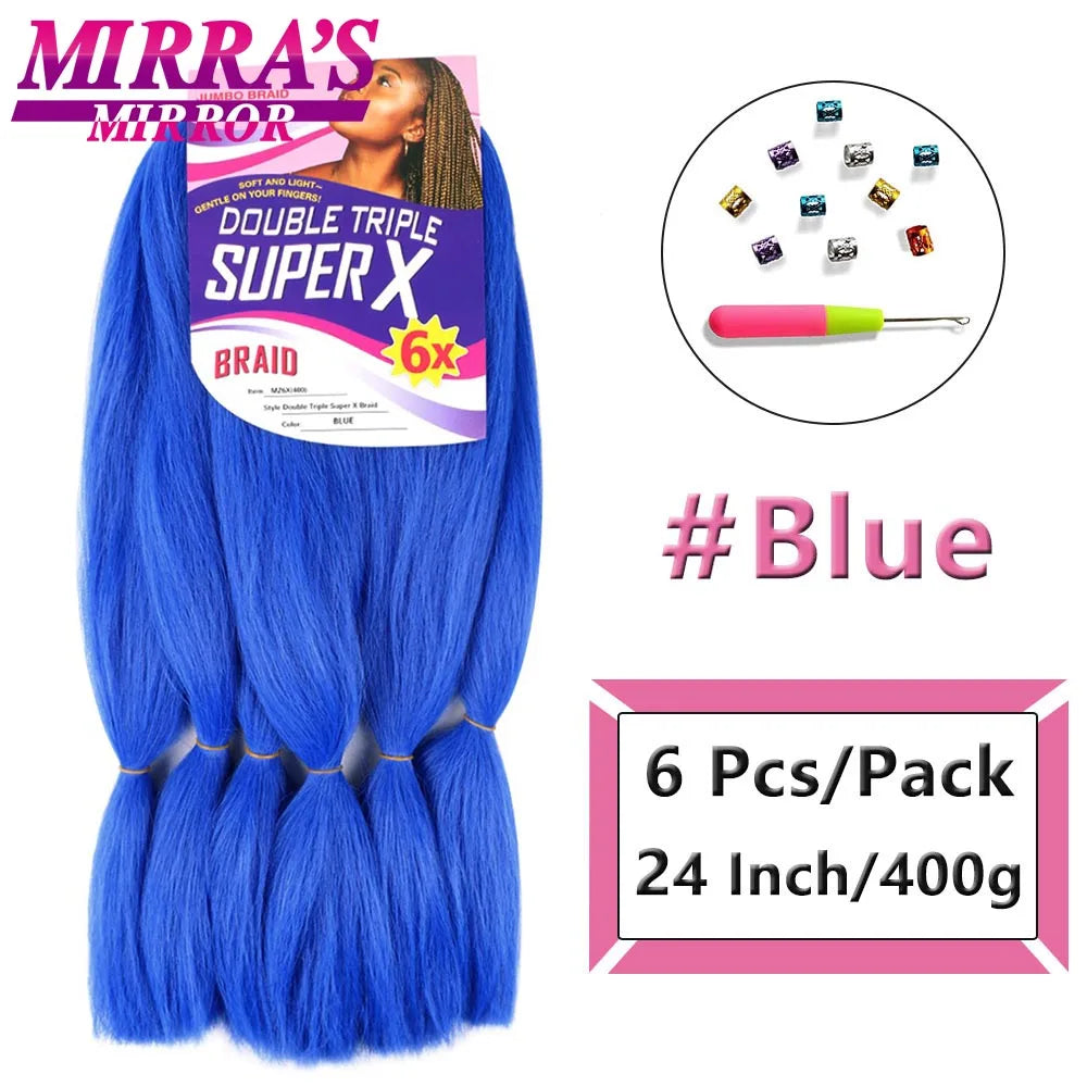 400G 24 Inch Long Jumbo Braiding Hair Super X Synthetic Jumbo Hair Extensions For Braiding African Twist Box Braids Blue Ombre