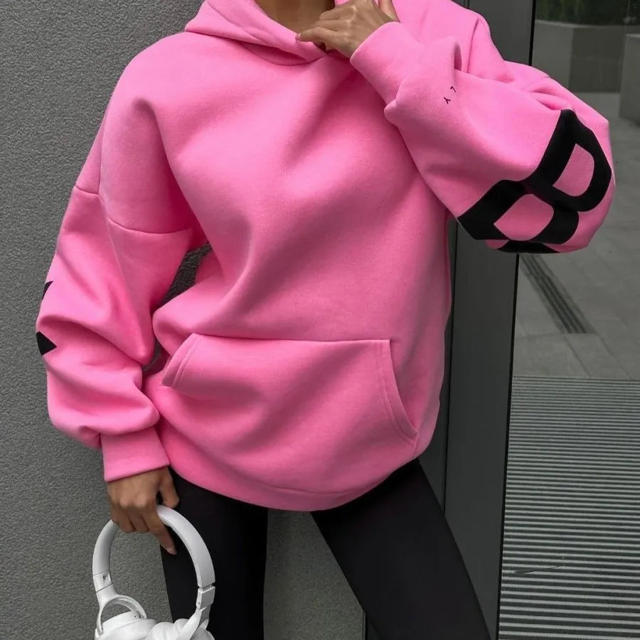 Women’s Printed Pullover Hoodie – Cozy Long Sleeve Sweatshirt