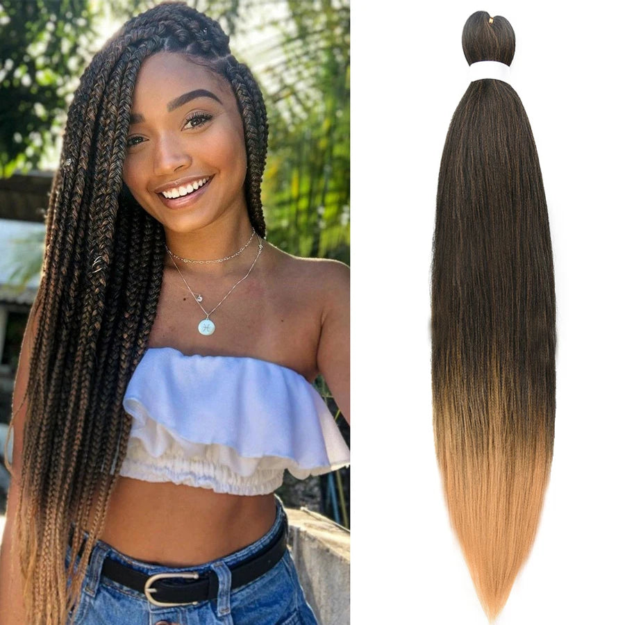 Refined Hair Pre-Stretched EZ Braid — 26" Ombre Brown Synthetic Braiding Hair