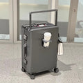 sushimu Suitcase Wide Handle Travel Suitcase Men 20 24  Carry-On Luggage Women PC Aluminum Frame Trolley Case