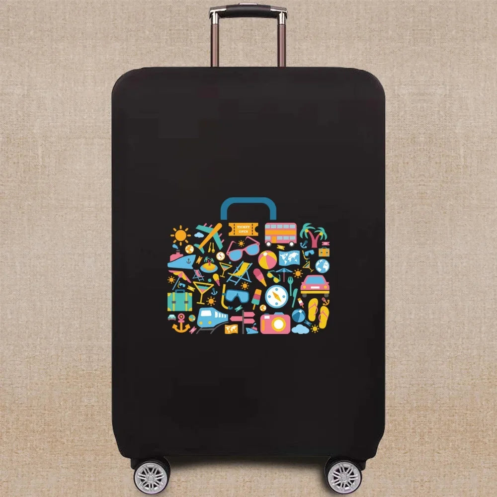 Travel Elastic Protective Cover Luggage Case Travel Global Pattern Series Luggage Cover 18-32inch Travel Accessories