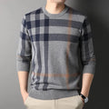 High end luxury pullover men autumn winter designer brand round neck striped wool sweater European fashion casual warm knitwear