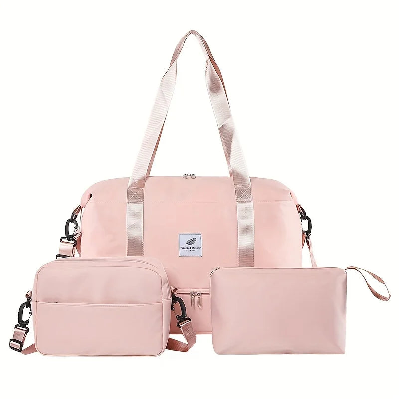 3PCS nylon travel bag set, large-capacity fashionable luggage bag, sports and fitness bag crossbody bag, suitable for daily use