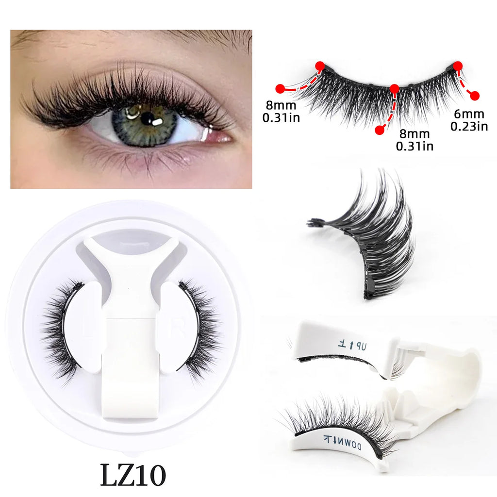 SHIDISHANGPIN 3D Magnetic False Eyelashes — Reusable, Glue-Free, Natural Long & Fluffy Look (1 Pair + Curler)